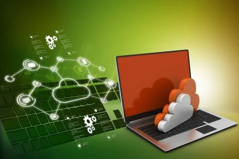 Laptop showing concept of cloud computing. laptop showing concept of cloud... Stock Photos