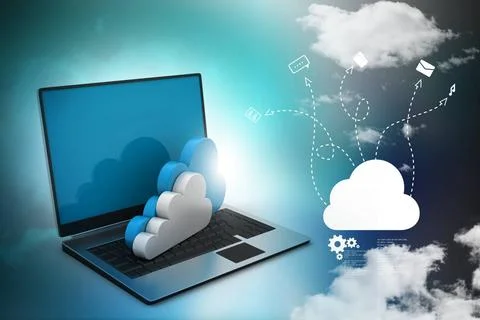 Laptop showing concept of cloud computing. laptop showing concept of cloud... Foto stock