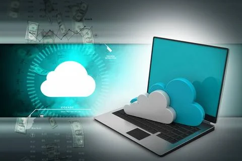 Laptop showing concept of cloud computing. laptop showing concept of cloud... 写真素材