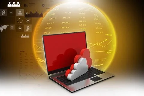 Laptop showing concept of cloud computing. laptop showing concept of cloud... 写真素材