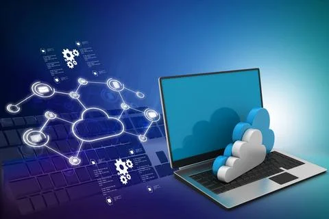 Laptop showing concept of cloud computing. laptop showing concept of cloud... Stock Photos