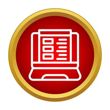 Laptop showing content testing icon in red circle Stockillustratie