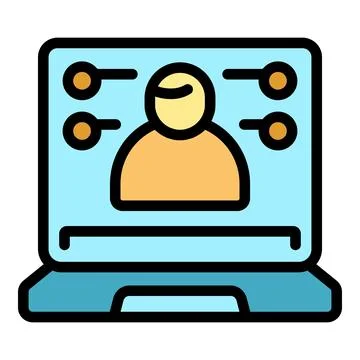Laptop showing customer data management platform icon Stock Illustration