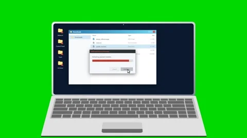 Laptop showing cybersecurity software blocking suspicious activity. 4K Video stock 341693996