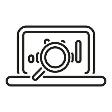 Laptop showing data analysis with magnifying glass 스톡 일러스트