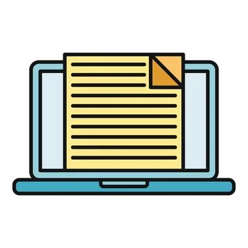 Laptop showing digital document file on screen 스톡 일러스트