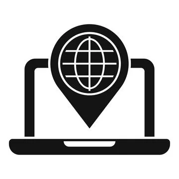 Laptop showing global positioning system icon Stock Illustration