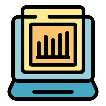 Laptop showing growing bar chart representing financial success Stock Illustration