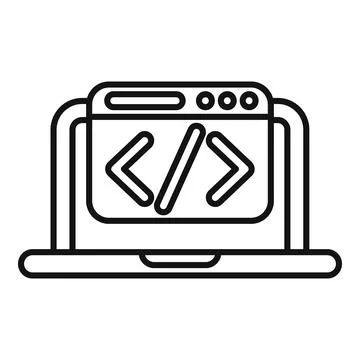 Laptop showing html code on screen for web development Stock Illustration