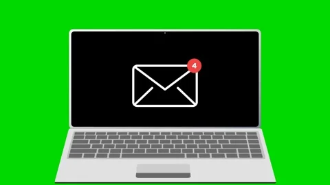 Laptop showing increasing email notification counter on green screen. 4K Stock Footage 340882924