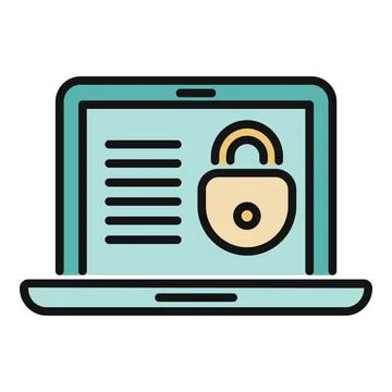 Laptop showing padlock securing digital data privacy Stock Illustration