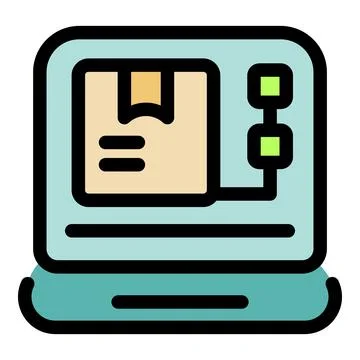 Laptop showing parcel tracking progress with delivery status information Stock Illustration