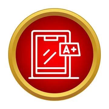 Laptop showing a plus grade achievement icon Stock Illustration