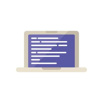 Laptop showing programming code on screen 스톡 일러스트
