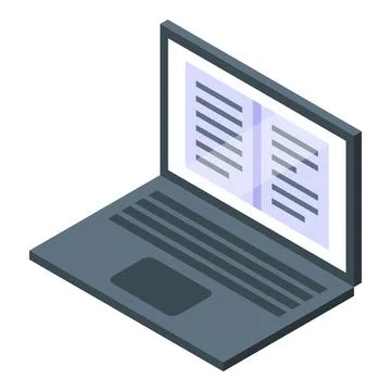 Laptop showing programming code on screen in isometric view Stock Illustration
