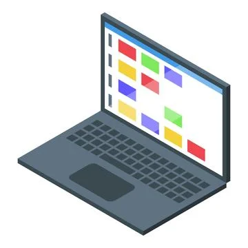 Laptop showing project management software with kanban board displaying tasks Stock Illustration