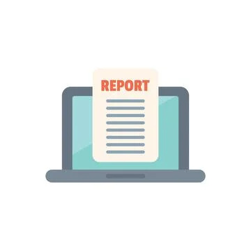 Laptop showing report document icon representing business analysis and data.. Stock Illustration