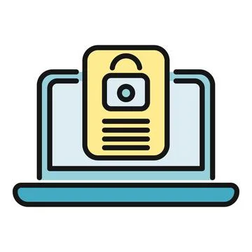 Laptop showing secure data protection and privacy lock Illustrazione stock