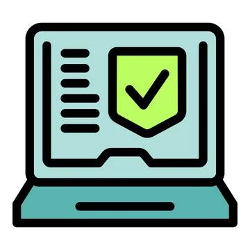 Laptop showing security check mark and data protection status イラスト素材
