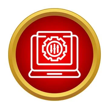 Laptop showing setting icon for configuration adjustment Stock Illustration