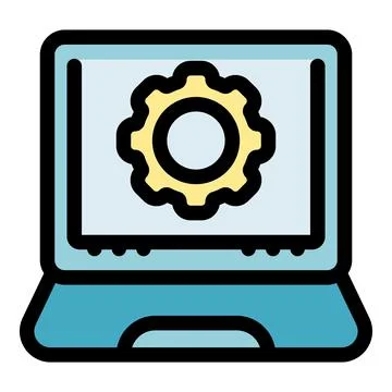 Laptop showing setting preferences on screen Stock Illustration