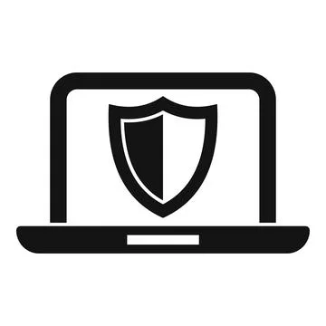 Laptop showing shield icon for cybersecurity protection Stock Illustration