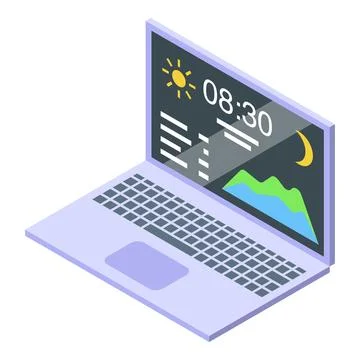 Laptop showing sleep tracking app with day and night cycle statistics Stock Illustration