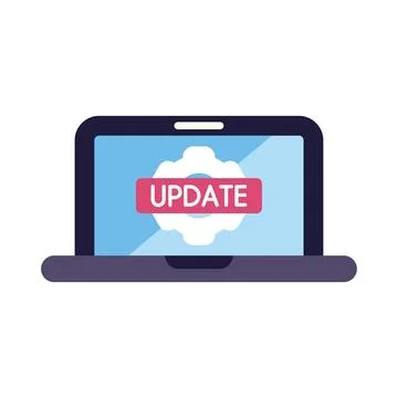Laptop showing software update and system upgrade icon Stock Illustration