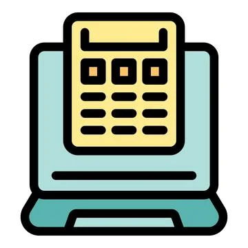 Laptop showing spreadsheet document with data and statistics Stock Illustration