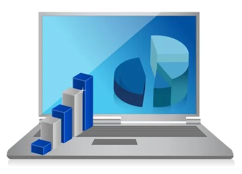 Laptop showing a spreadsheet Illustrazione stock