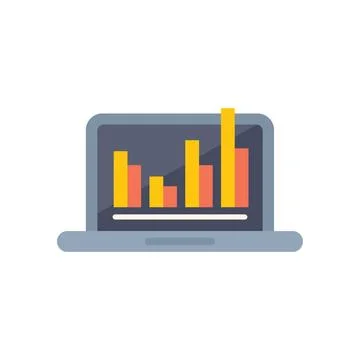 Laptop showing statistical charts representing market data analysis Illustrazione stock