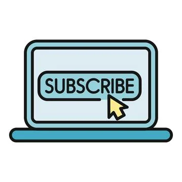 Laptop showing subscribe button with mouse cursor Illustrazione stock