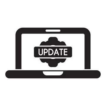 Laptop showing update system notification with gear icon 스톡 일러스트