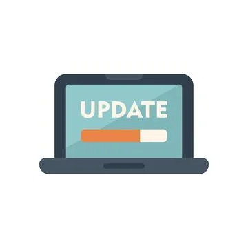 Laptop showing update system software progress bar Stock Illustration