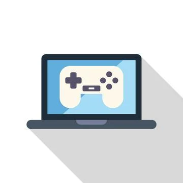 Laptop showing video game controller on screen for online gaming Stock Illustration