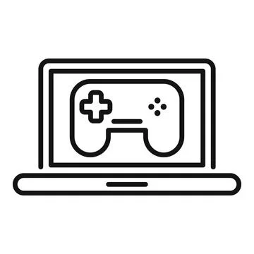 Laptop showing video game controller for online gaming 스톡 일러스트