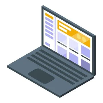 Laptop showing web design software interface for creating websites Illustrazione stock