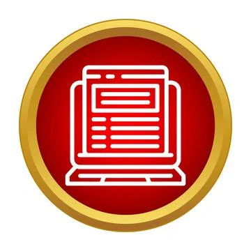 Laptop showing website interface in flat icon style Stock Illustration