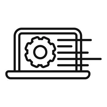 Laptop showing working processing system with rotating gear Stock Illustration