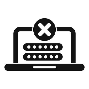 Laptop showing wrong password notification icon on screen Stock Illustration