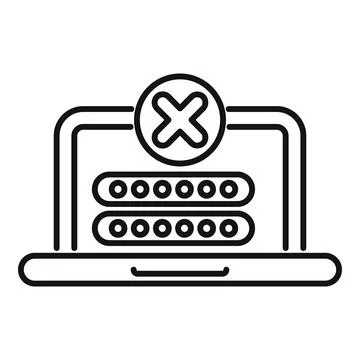 Laptop showing wrong password notification with cross mark icon 스톡 일러스트