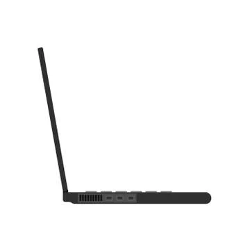 Laptop side view vector icon concept screen. Business computer office noteboo Stock Illustration