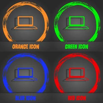 Laptop sign icon. Notebook pc with graph symbol. Monitoring. Fashionable mode Illustrazione stock