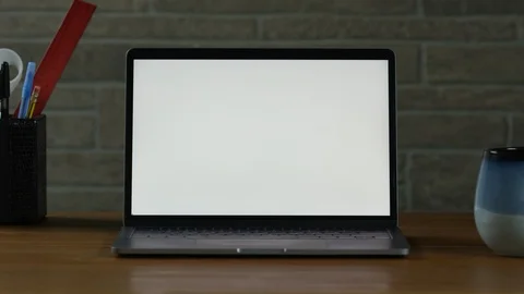 Laptop On Simple Desk Video stock 114012016