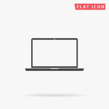 Laptop simple flat icon Stock Illustration