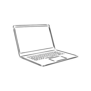 Laptop sketch vector illustration, laptop vector sketch illustration Stock Illustration