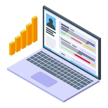 Laptop skill level icon isometric vector. Training beginner 스톡 일러스트