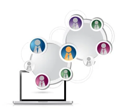 Laptop social network circle colorloop business, template illustration design Stock Illustration