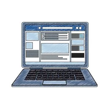 Laptop with social network profile scribble Stock Illustration