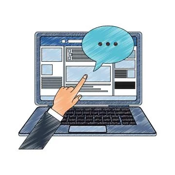 Laptop with social network profile scribble Illustrazione stock